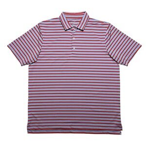Vineyard Vines Polo Shirt Mens XL Red Blue Stretch Striped Performance Golf